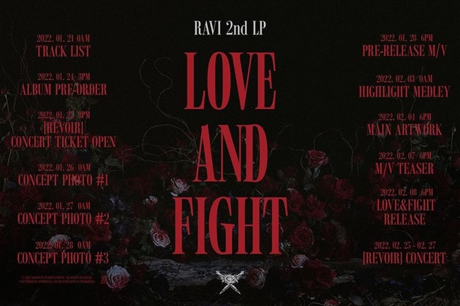 Ravi《LIVE&FIGHT》宣传时程表